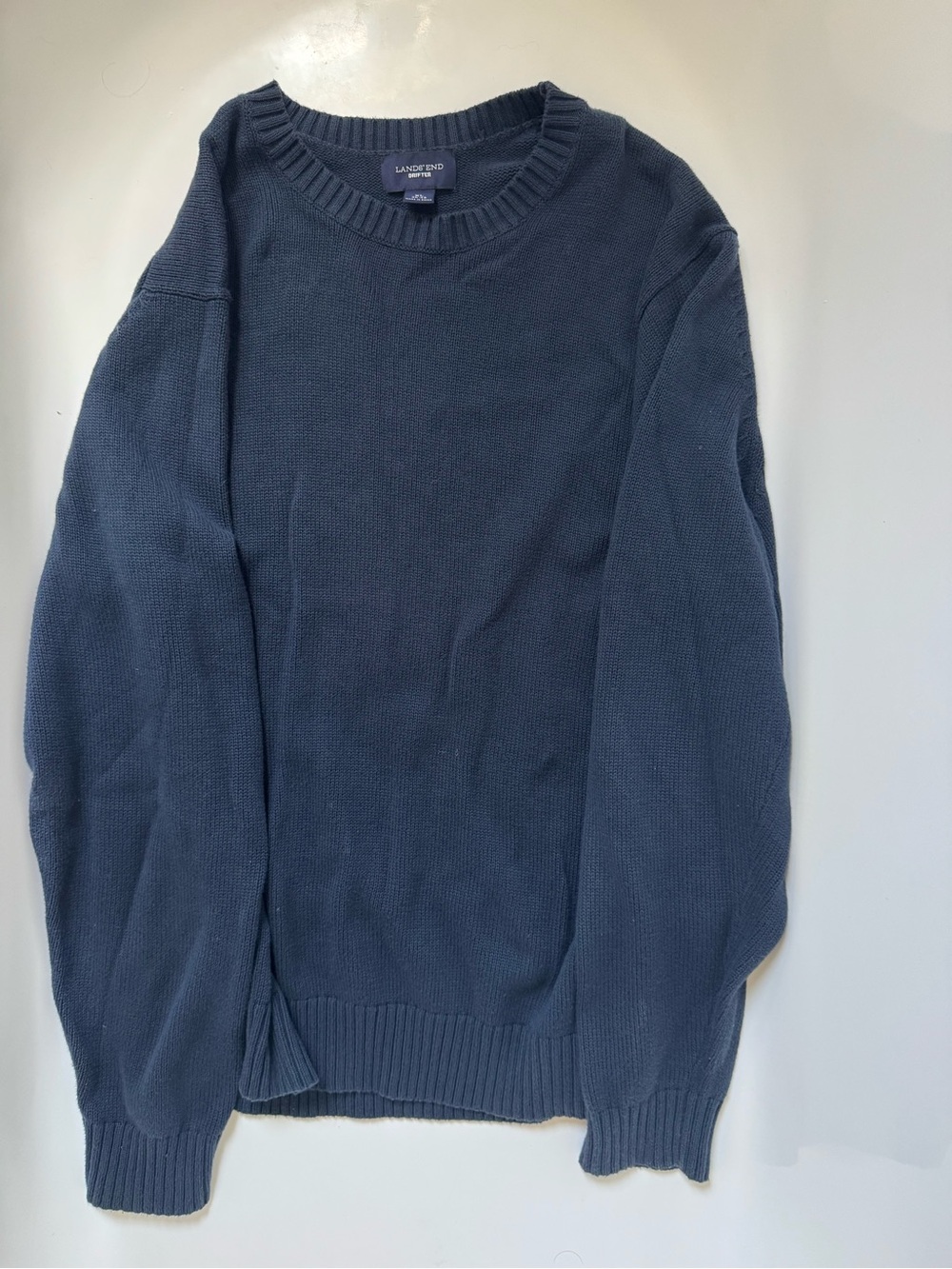 Lands' End Men’s Crewneck Sweater in Dark Navy